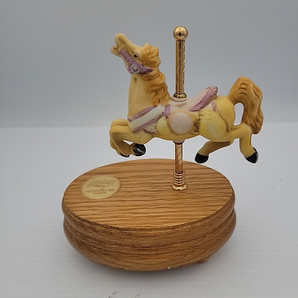 Willitts Musical Carousel Horse with Wood Base Plays Edelweiss #1239